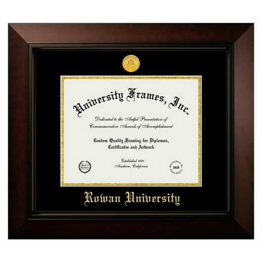 NJ599MBSGED: Rowan University 11w x 8.5h Manhattan Black Single Mat Gold Embossed Diploma Frame