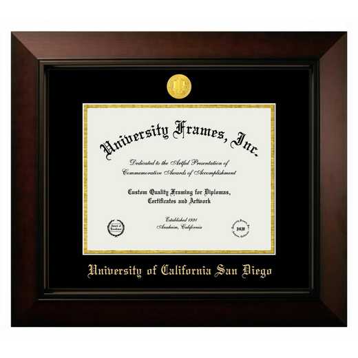 CA599MBSGED: UC San Diego 11w x 8.5h  Manhattan Black Single Mat Gold Embossed Diploma Frame