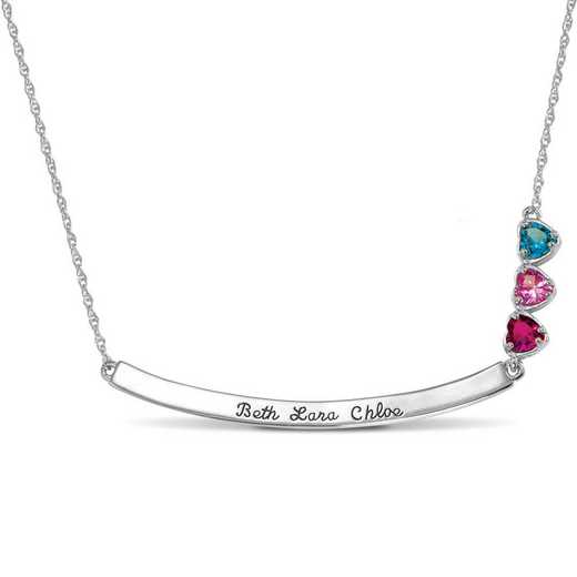 Mother's 1-3 Stone Heart and Bar Pendant