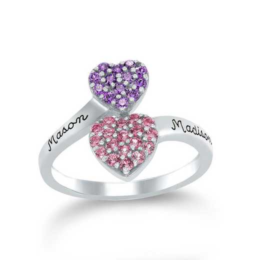 Double Heart Birthstone Promise Ring: Charity