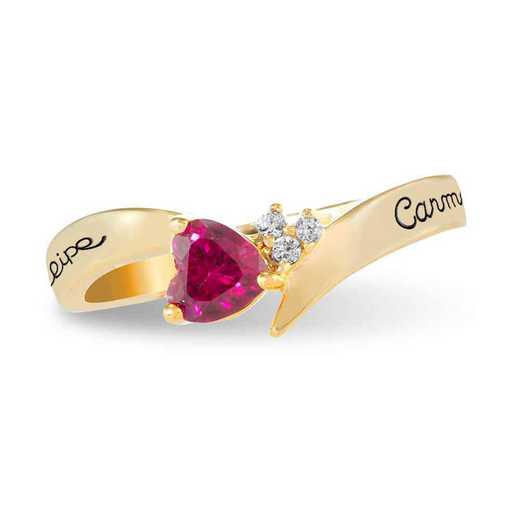 Ladies' Heart-Shaped Birthstone Promise Ring with Cubic Zirconia Accents: Corazon