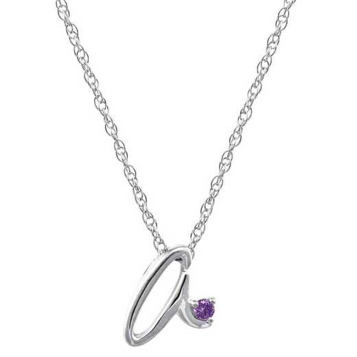 Script Initial Pendant with Birthstone Accent