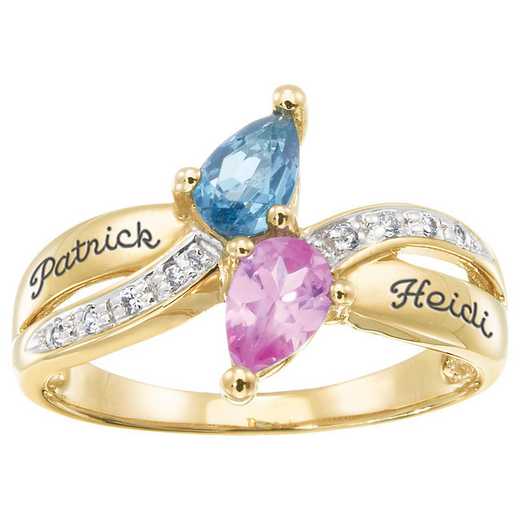 Ladies’ Pear-Shaped Two-Stone Birthstone Promise Ring: Couplet