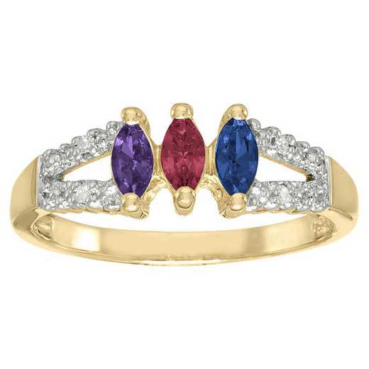 Ladies' Family Ring with Three to Five Marquise-Cut Birthstones: Glimmer