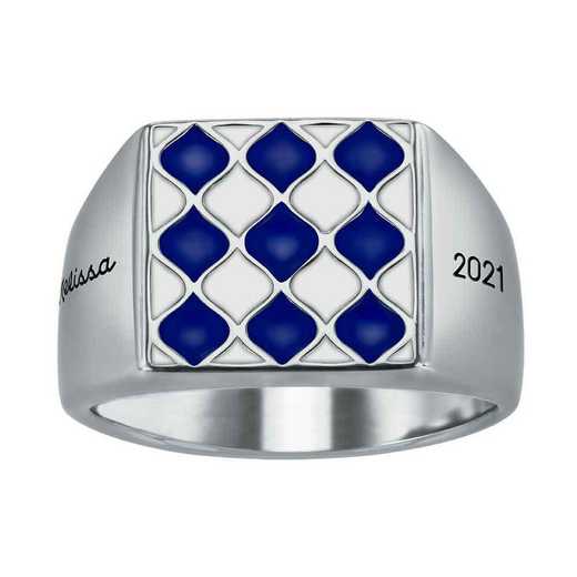 Ladies’ Alum Diamond Pattern Square Top Signet Ring