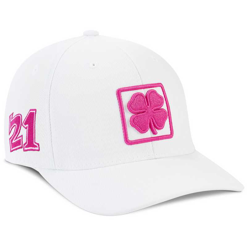 pink and white snapback hat