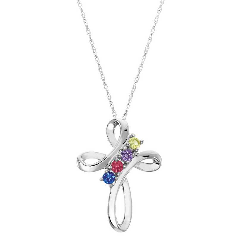 Looping Cross Pendant with 2-4 Stones: Hope