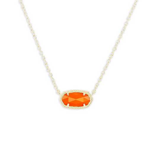 KSELI-NEC:Womens Fashion Necklace GOLD/ORANGE OPAQUE GLASS