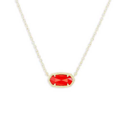 KSELI-NEC:Womens Fashion Necklace GOLD/BRIGHT RED OPAQUE GLASS