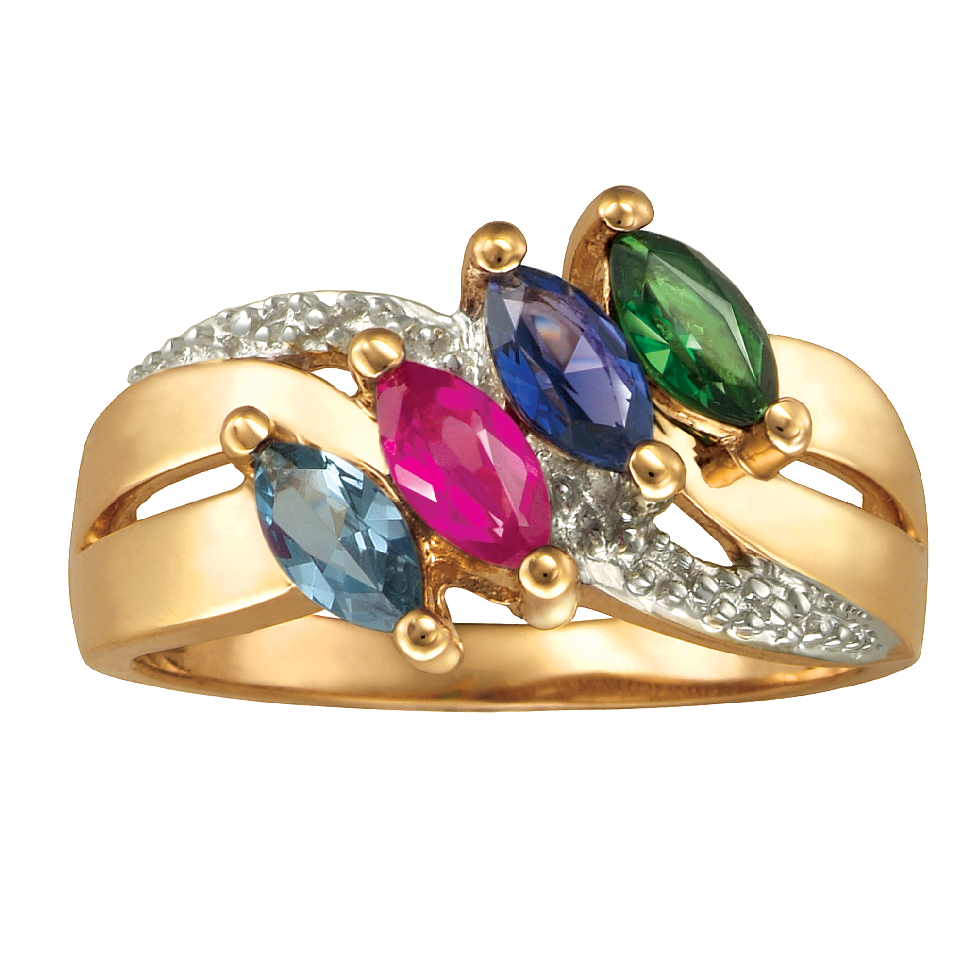Image of Ladies' Family Ring with Four Marquise-Cut Birthstones: Lustre