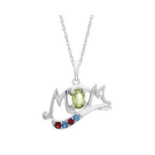 Mom Pendant with Oval Birthstone, 1-4 Accent Stones and Name