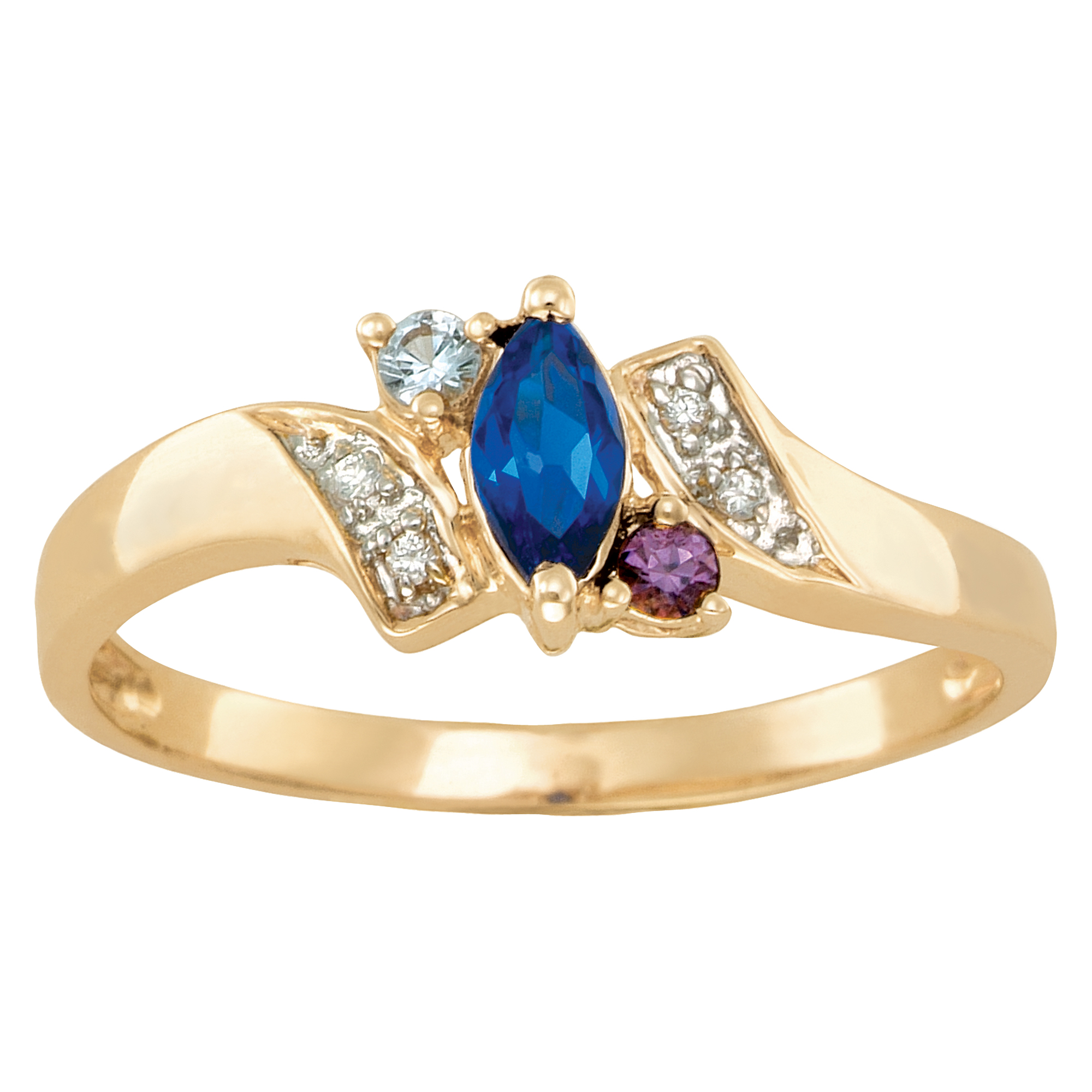 Image of Ladies Triple Birthstone Promise Ring: One Love