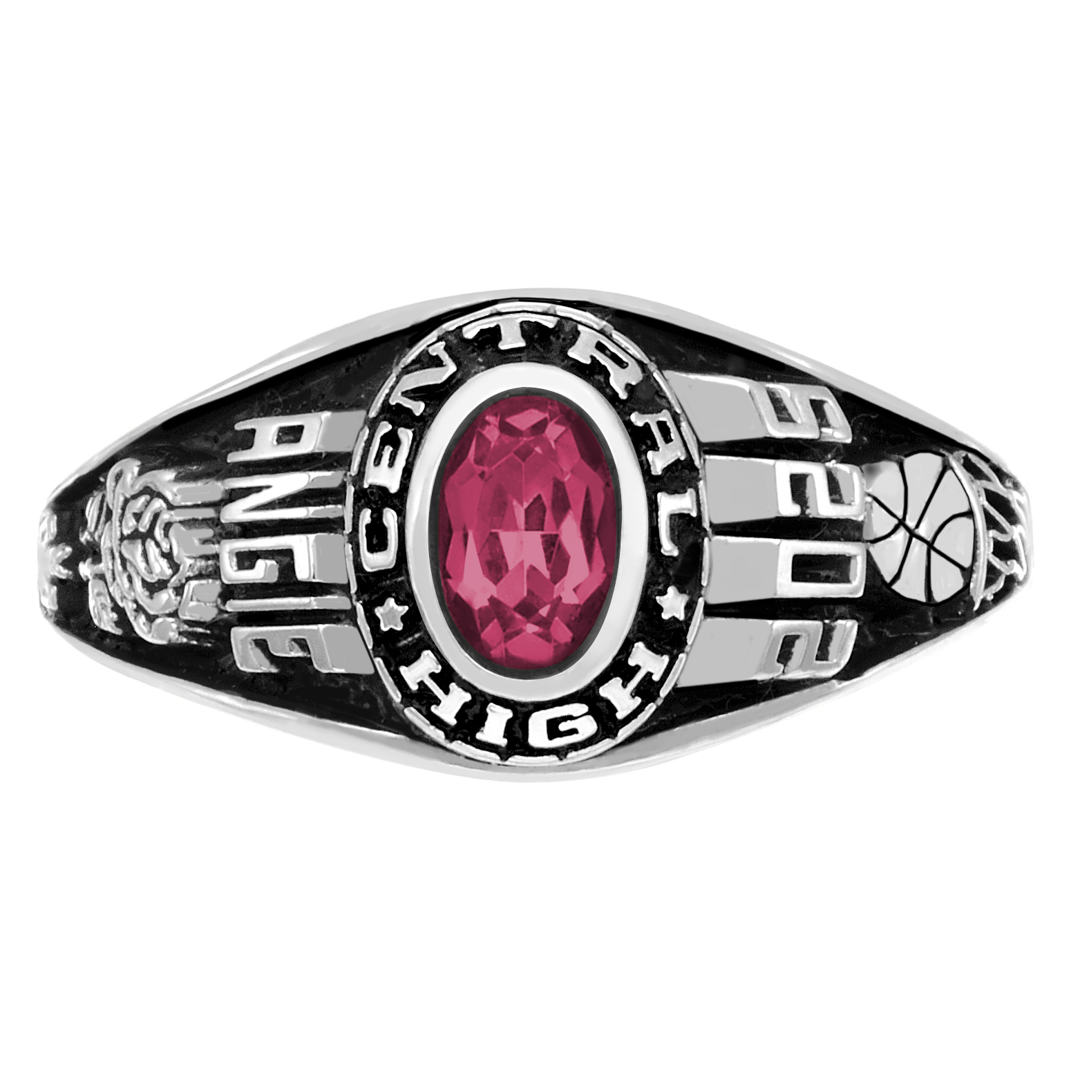 Image of Women's Customizable Small Traditional Class Ring with Oval Stone - Petite