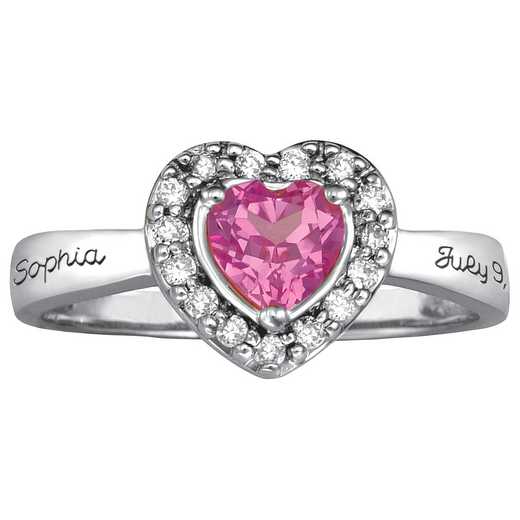 Ladies’ Heart Ring with Birthstones and Accents: Princess Promise Ring