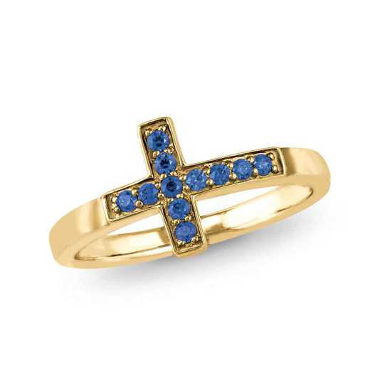 Religious Cross Ring with Birthstone Accents: Sideways Cross Quick Ship