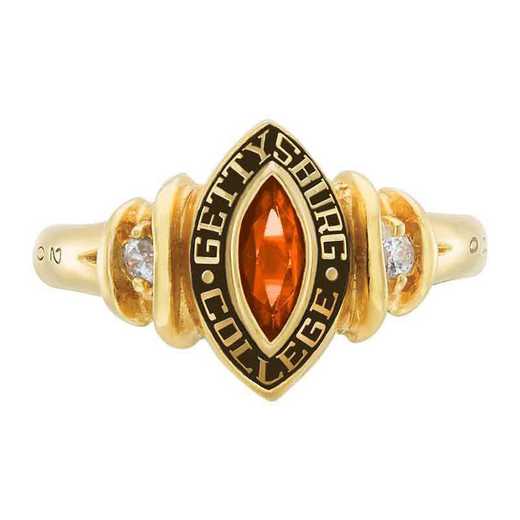 Gettysburg College Women's Duet College Ring with Diamonds and Birthstone