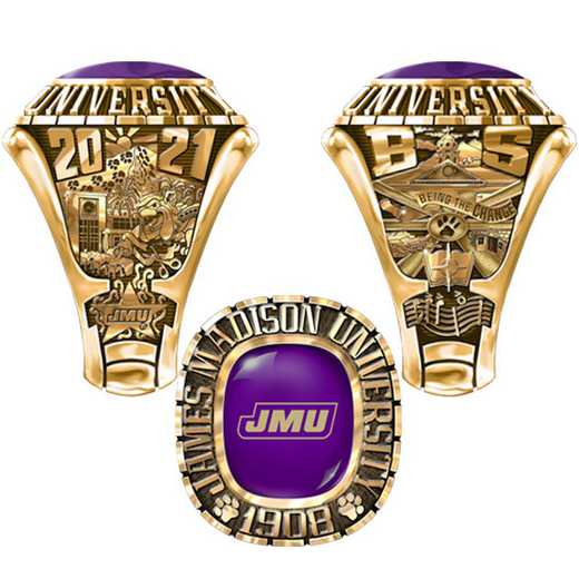 James Madison University Class Of 2021 Men's 876L Traditional with Square Stone