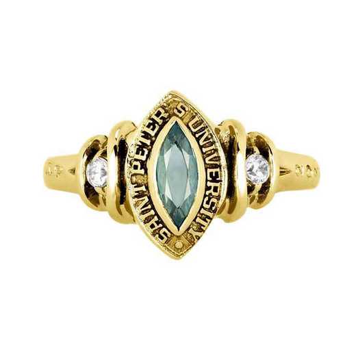 Saint Peter's University Women's Duet College Ring with Diamonds and Birthstone