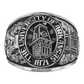 University of Arkansas Razorbacks School Mascot on Football Shaped Pendant in Sterling Silver 13x17mm