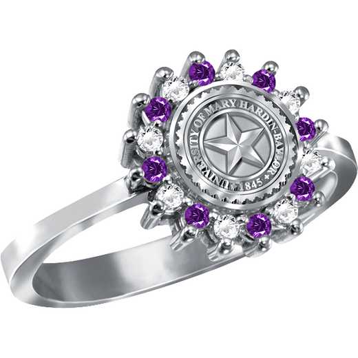 University of Mary Hardin-Baylor Women's 1565XS Dinner Ring with All Amethyst or Alternating CZs