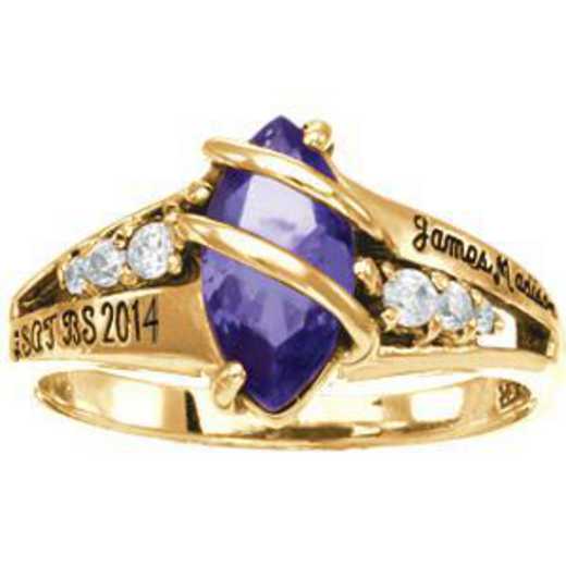 James Madison University Class of 2014 Women's Windswept Ring with Cubic Zirconias