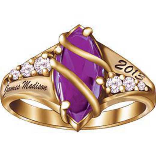 James Madison University Class of 2013 Women's Windswept Ring with Cubic Zirconias