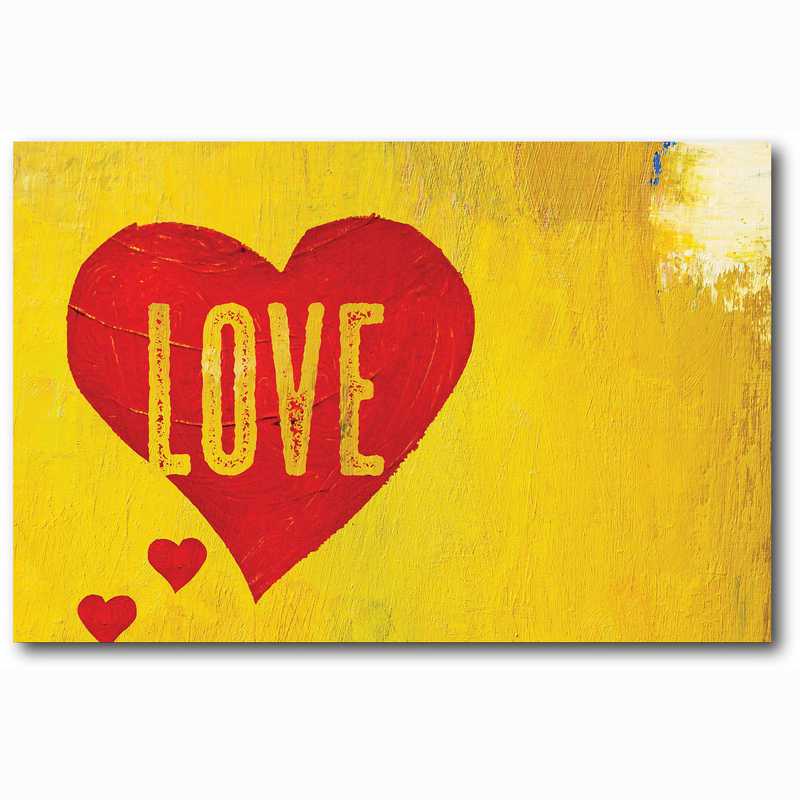 Red Love Hearts On Wood Canvas Wall Art Picture Print