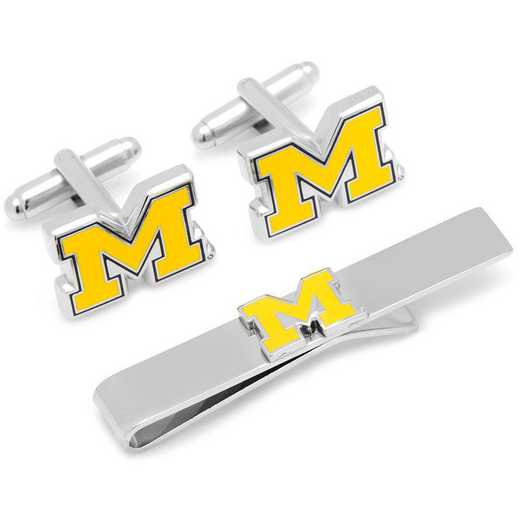 PD-UMW-CT: University of Michigan Cufflinks and Tie Bar Gift Set