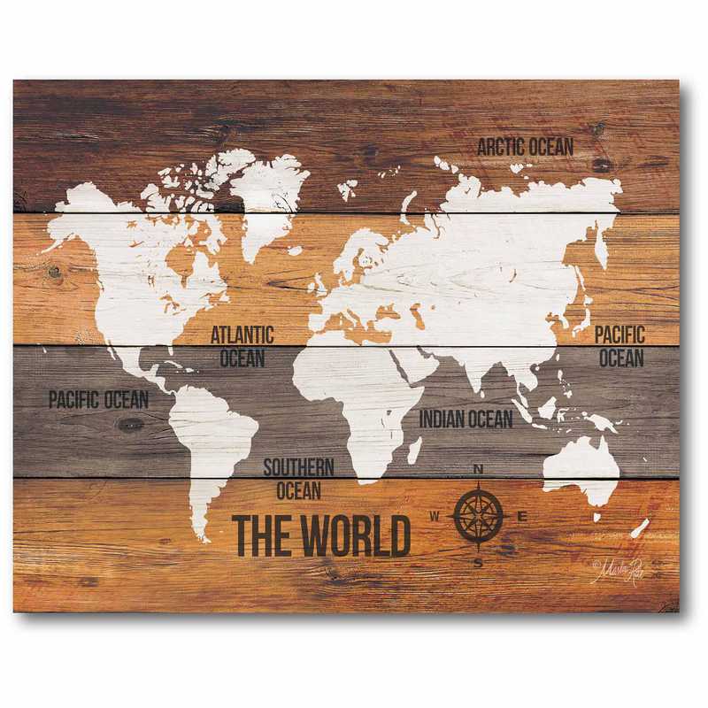 Wooden World Map 16 X 20 Canvas Wall Art