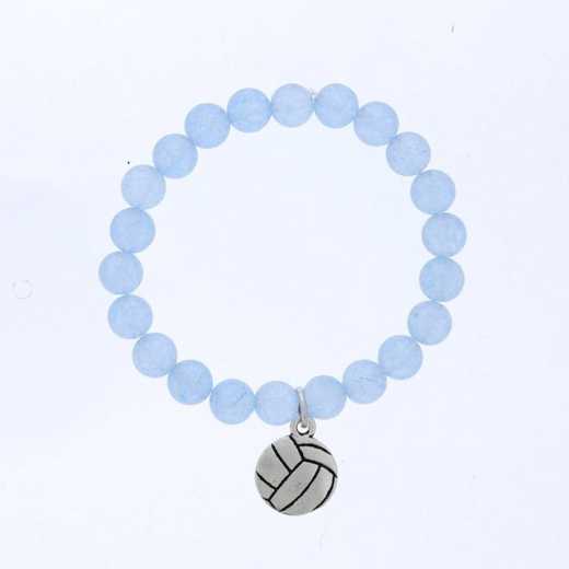 DBJ-BRC-2805BBQ: Silver tone Pewter volleyball charm with baby blue quartzite
