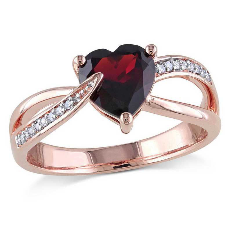 Garnet Heart Ring with Diamond Accents in 10k Rose Gold