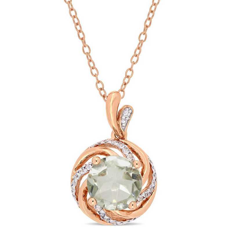 Green Amethyst White Topaz and Diamond Accent Swirl Necklace in Rose ...