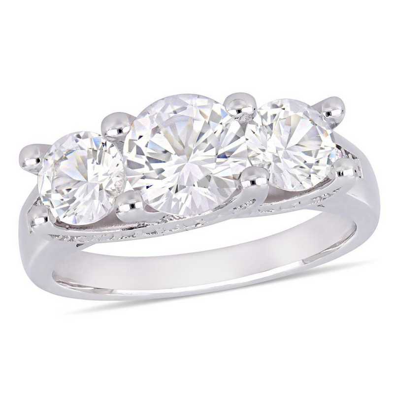 Created White Sapphire and Diamond Accent 3-Stone Ring in 10k White Gold