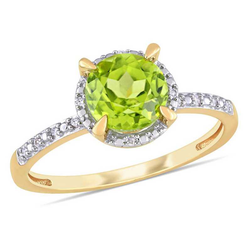 Peridot and Diamond Accent Halo Ring in 10k Yellow Gold