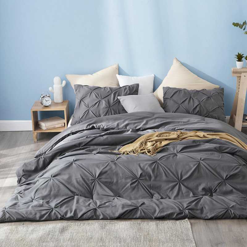 Granite Gray Pin Tuck Twin Xl Dorm Comforter