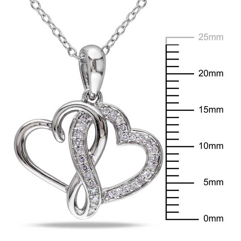 1//7 CTTW Sterling Silver White Diamond key necklace pendant