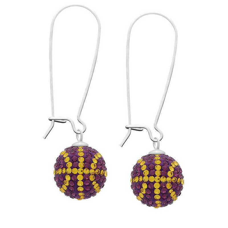 QQ-E-BB-AME-TOP: Game Time Bling Basketball Earrings -AME/Topaz