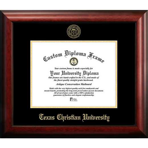 TX949GED-1185: Texas Christian University 11w x 8.5h Gold Embossed Diploma Frame