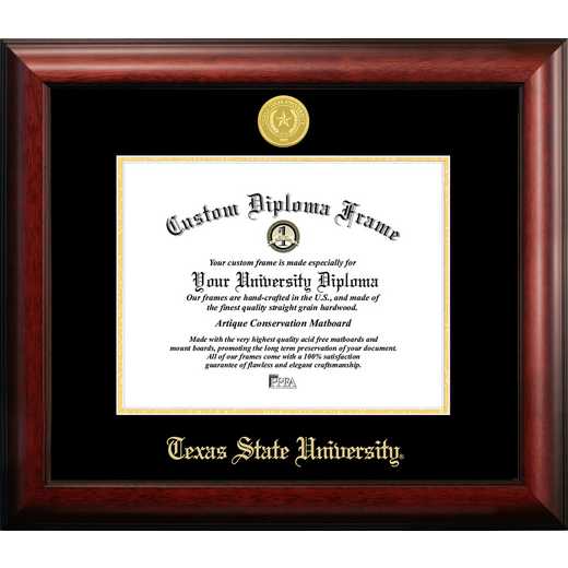 TX956GED-1411: Texas State, San Marcos 14w x 11h Gold Embossed Diploma Frame