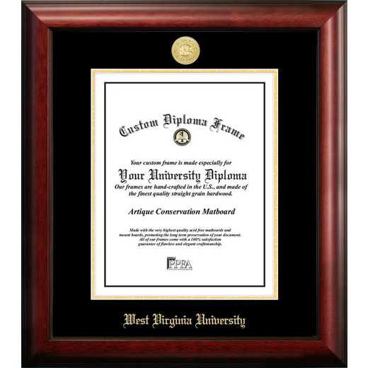 WV991GED-1114: West Virginia University 11w x 14h Gold Embossed Diploma Frame