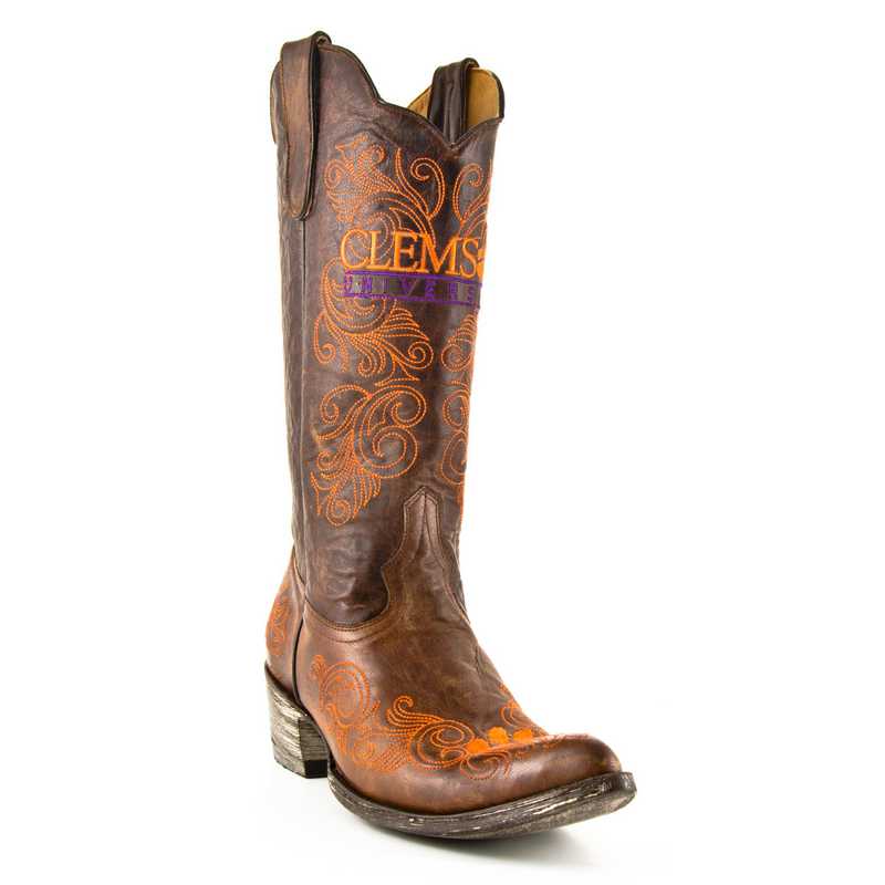Womens 13 Clemson Tigers Brass Tailgate Cowgirl Boots By Gameday Boots