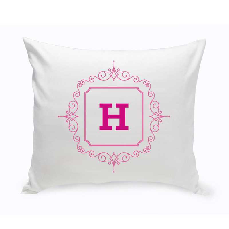 Pink Initial Script Motif Accent Pillow