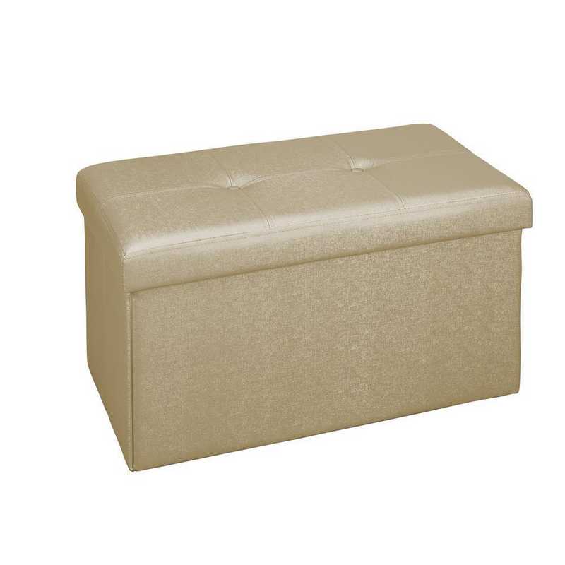 Simplify Faux Leather Double Folding Storage Ottoman Metallic Gold
