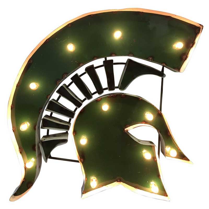 Michigan State Spartan Collegiate Metal Sign With Lights