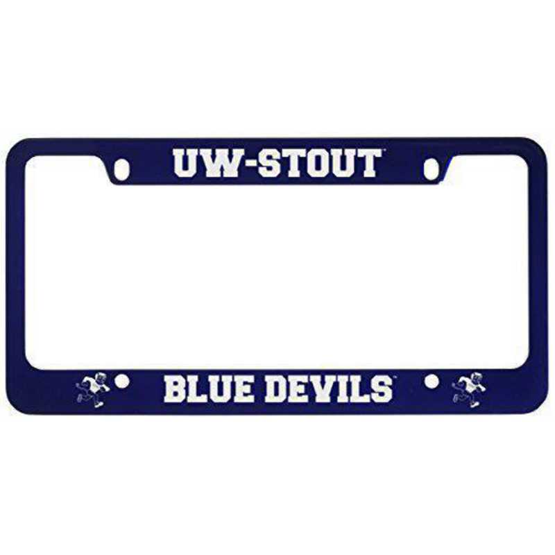 University Of Wisconsin Stout Metal License Plate Frame Blue