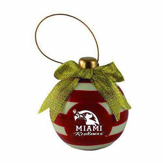 CER-4022-MIAMIU-LRG: LXG CERAMIC BALL ORN, Miami Of Ohio