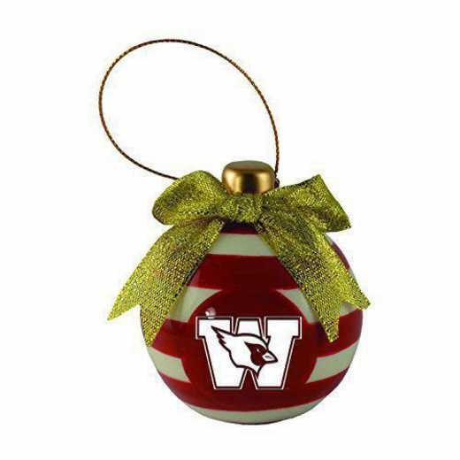 CER-4022-WESLYN-SMA: LXG CERAMIC BALL ORN, Wesleyan University