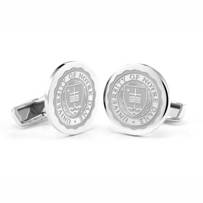 Brushed Metal Cuff Links-University of Notre Dame-Silver 