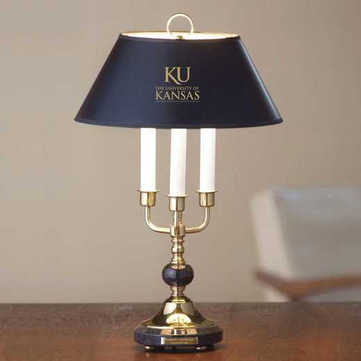 615789807438: Univ of Kansas Lamp in Brass & Marble