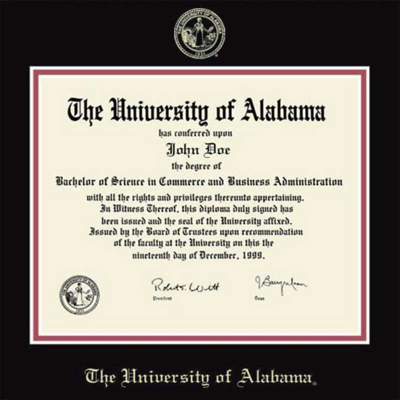 Alabama Diploma Frame with photo and wood frame Cherry, Walnut